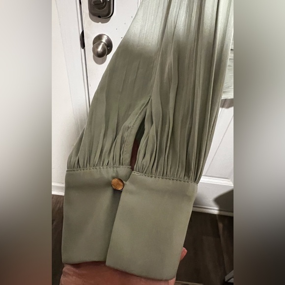 By Anthropologie Sz 2X Mint Green Open Back Blouson Sleeve Blouse Elegant Flowy - Picture 7 of 16